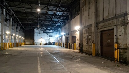 Dark and Rusty Warehouse with Security Cameras and Flickering Lights