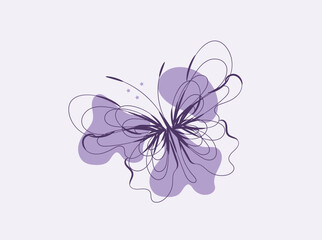 Abstract Purple Butterfly Illustration with Swirls and Stars