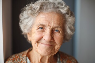 Smiling Senior Portrait: A heartwarming portrait of a serene and experienced senior, exuding warmth and character with a gentle smile, illuminated by soft, natural light.