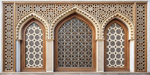 front view muslim square ornamentle window, without shadows generate ai	
