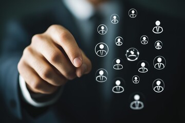 Businessman touching a global business on customer networking and Digital marketing,