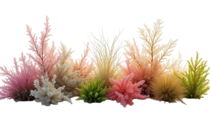 Pastel Colored Decorative Grass Collection  High-Resolution  Image for Design Projects