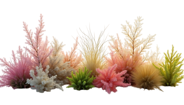 Pastel Colored Decorative Grass Collection  High-Resolution  Image for Design Projects