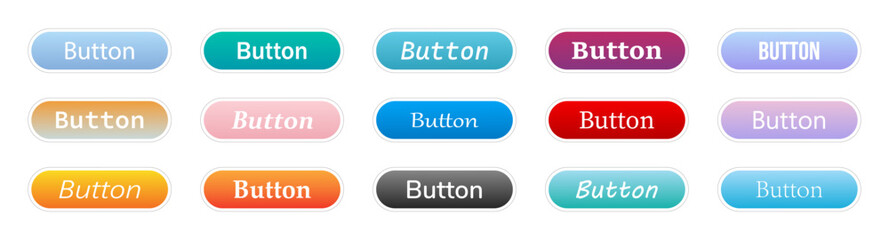 Fototapeta premium Set of Vector Modern Trendy Buttons – Read More, Learn More, Buy Now, Download, Watch Now, Book More Colorful Button Set