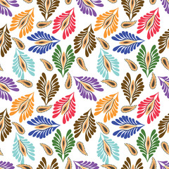 Fototapeta premium Botanical trendy seamless pattern. Flower and leaves abstract shape doodle art design for print, wallpaper, clipart, wall art for home decoration