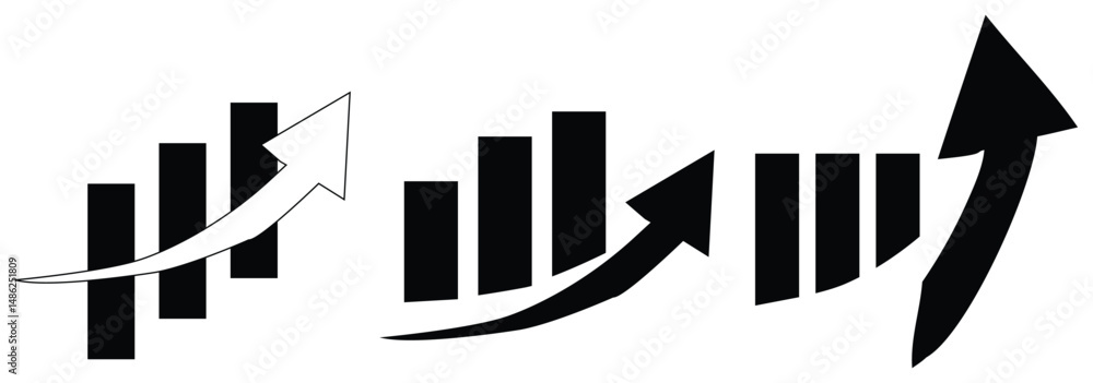 Poster growing bar icon set. business graphs and charts icons. statistics and analytics vector icon. statis
