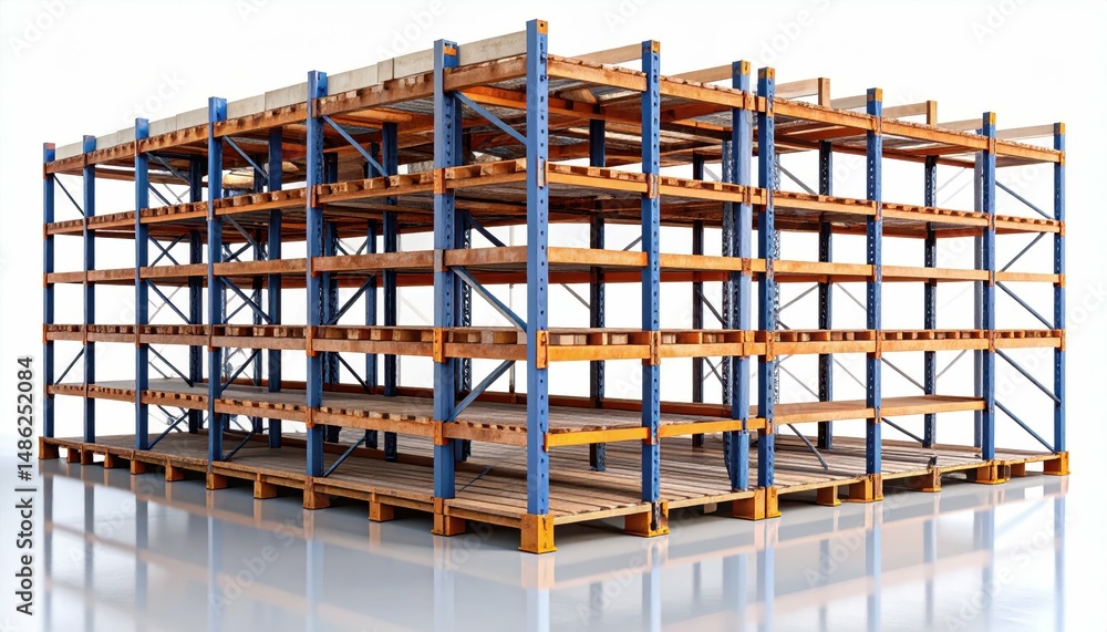 Aufkleber rusty pallet racking system with loading docks on reflective floor