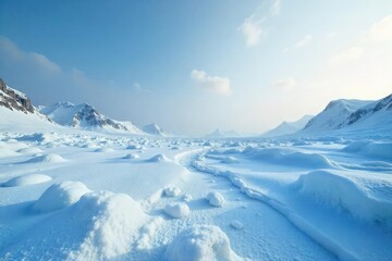 Frozen landscape, icy textures, stark beauty; a desolate, winter scene evokes a sense of artistic cold Perfect for projects needing a chilling, minimalist aesthetic , grey, minimalist, arctic