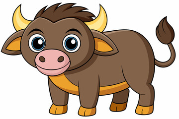 buffalo cartoon vector on white background