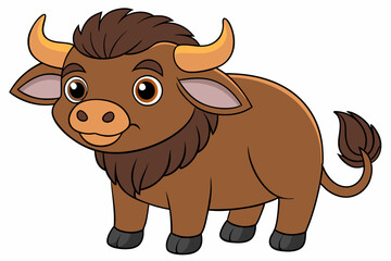 buffalo cartoon vector on white background