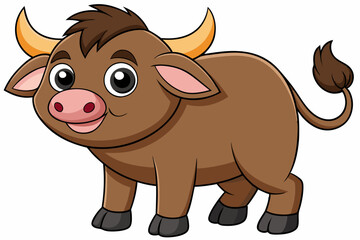 Fototapeta premium buffalo cartoon vector on white background
