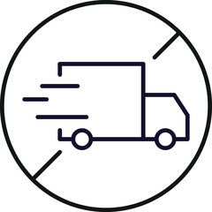 Transport, Delivery, Truck Prohibited Outline Picture for Graphic and Web Design, Apps, Adverts, Various Cards
