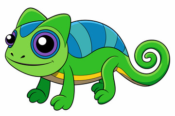 chameleon vector on white background