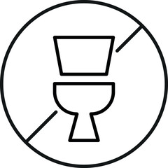 Toilet Bowl Prohibited Minimalistic Linear Pictogram for Web and Graphic Design, Apps, Banners, Social Network and Cards