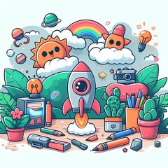 rocket in the sky