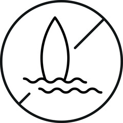 Surfing Prohibited Thin Icon for Web Sites, Books, Cards, Apps