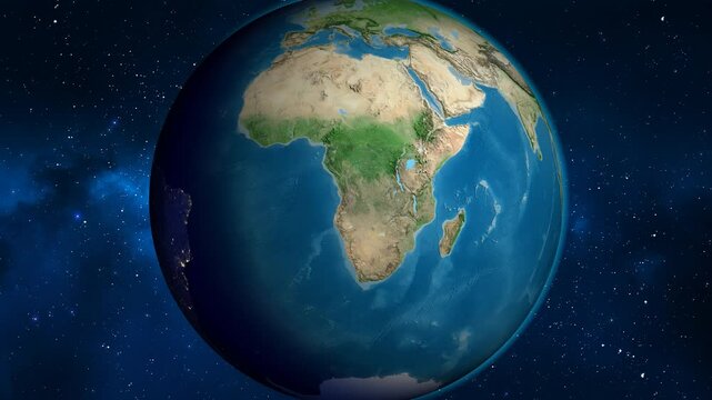 Angola on the globe. Outline. Satellite map. No labels