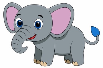 elephant cartoon vector on white background