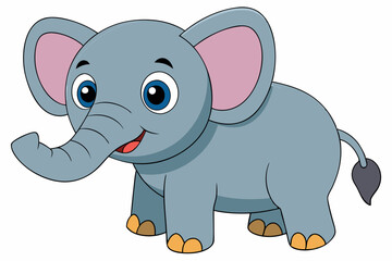 elephant cartoon vector on white background