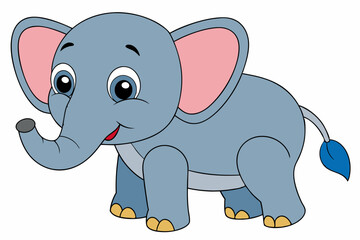 elephant cartoon vector on white background