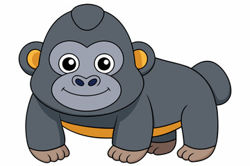 gorilla cartoon vector on white background