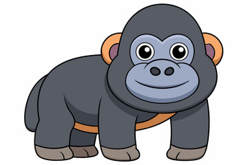 gorilla cartoon vector on white background