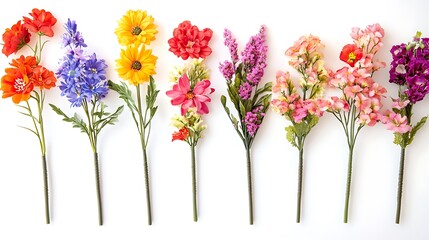 Obraz premium Set of Flower Blooms for Bouquet Isolated on White Background