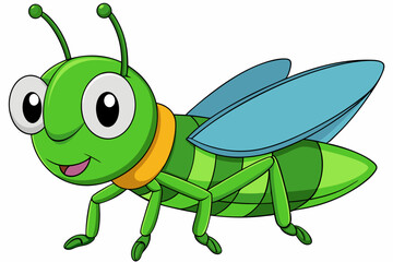 grasshopper cartoon vector on white background