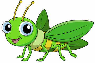 grasshopper cartoon vector on white background