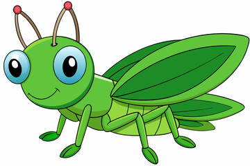grasshopper cartoon vector on white background