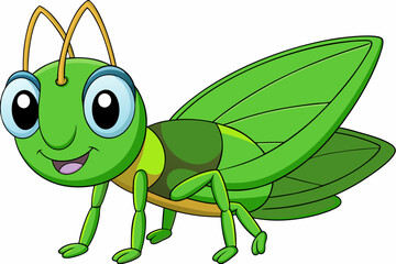 grasshopper cartoon vector on white background