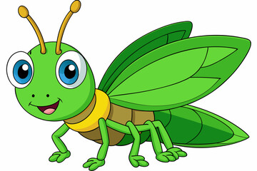 grasshopper cartoon vector on white background