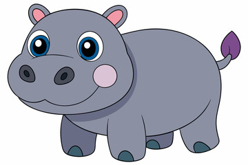 hippo cartoon vector on white background