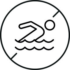 Swimming Prohibited Linear Sign for Graphic Design, Web Sites, Cards, Books, Articles