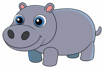 hippo cartoon vector on white background