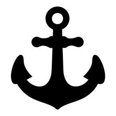 Classic maritime anchor in black and white vector illustration art