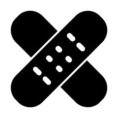 Crossed black adhesive bandages or plasters representing first aid treatment
