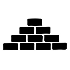 Stylized black bricks arranged in a pyramid stack on a white background