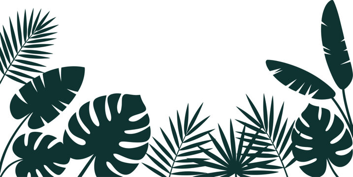 Tropical leaf silhouette border design element