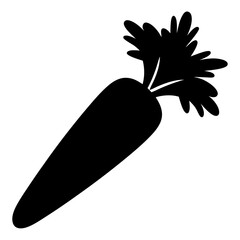 A simple black silhouette image of a fresh looking carrot plant