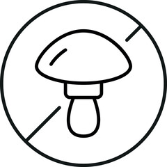 Mushroom Prohibited Picture Drawn with Thin Line