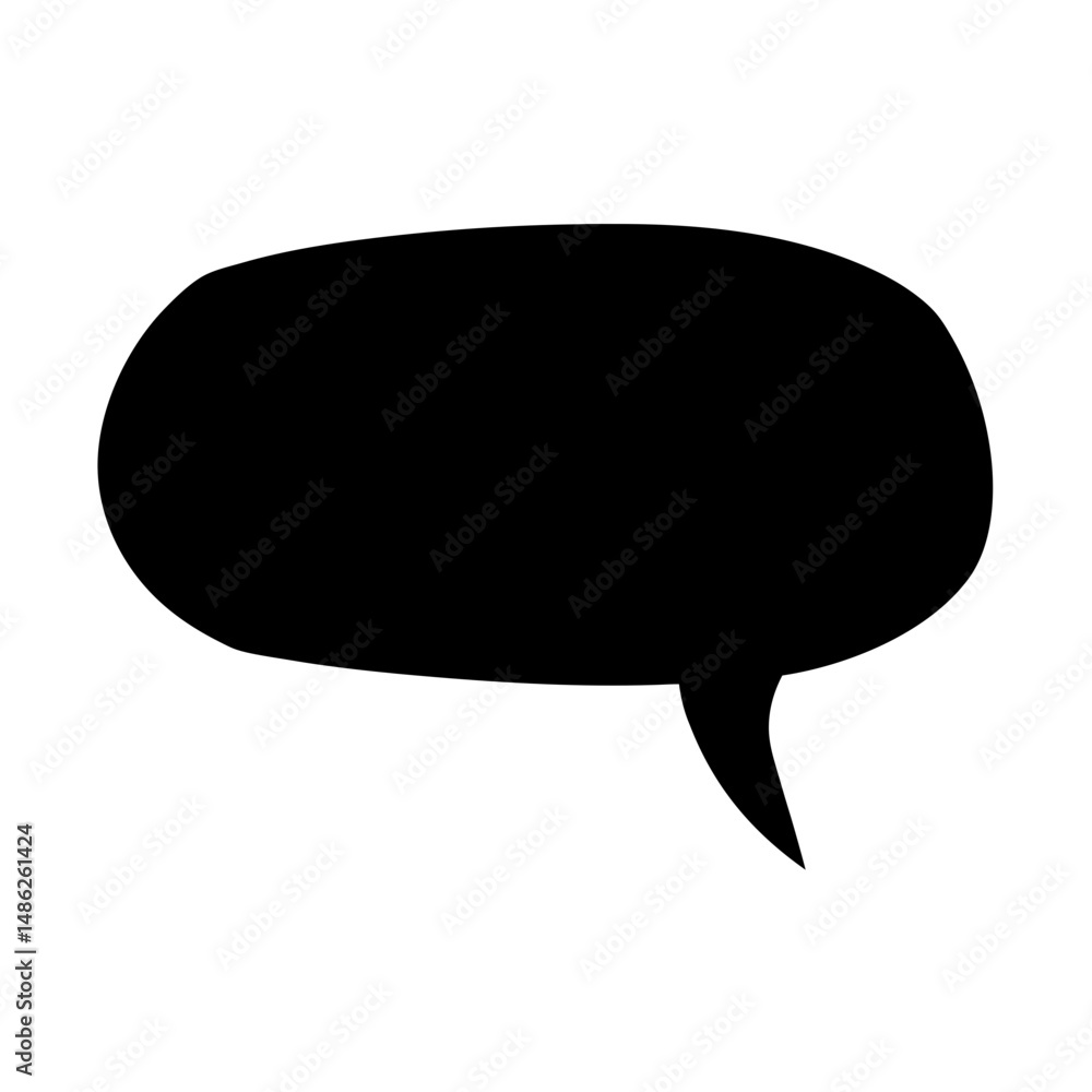 Poster a black speech bubble with a rounded shape on a white background