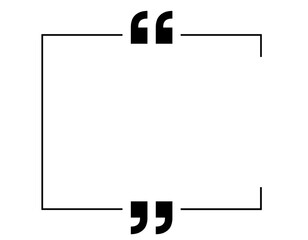 Square balloon design with outlined edge, open side, and two quotation marks positioned inside.