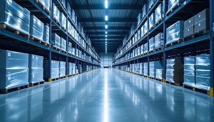 Fototapeta premium Sterile Warehouse with Chemical Storage and Pallet Racking Setup