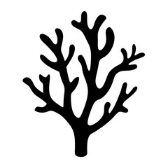 Stylized Black Coral Branch Illustration on a White Background Simulating Nature