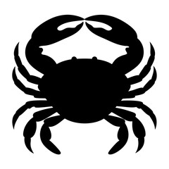 Bold black crab silhouette with imposing claws and detailed leg structure