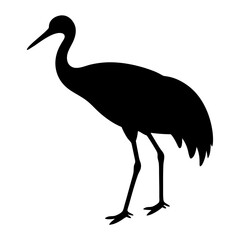 Silhouette of a majestic crane standing tall with elegance and grace