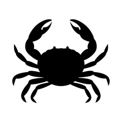 Monochromatic crab silhouette with raised claws on a white background image