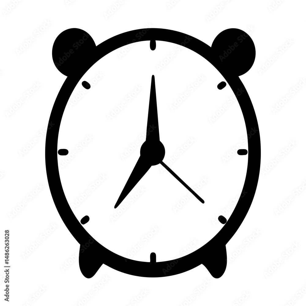 Poster stylized alarm clock image displaying around eight fifty on the dial