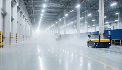 Fototapeta premium Automated Guided Vehicles in Sterile Distribution Center with Dust